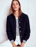 Grobstrickjacke mit Kragen-Marineblau