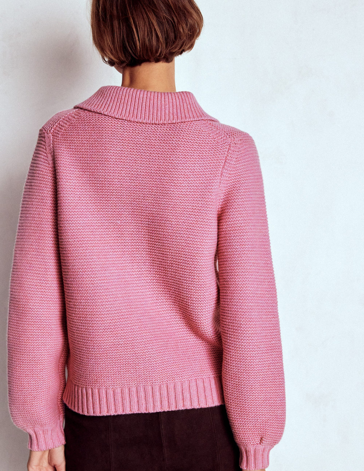 Grobstrickjacke mit Kragen-Zartrosa - Image 4