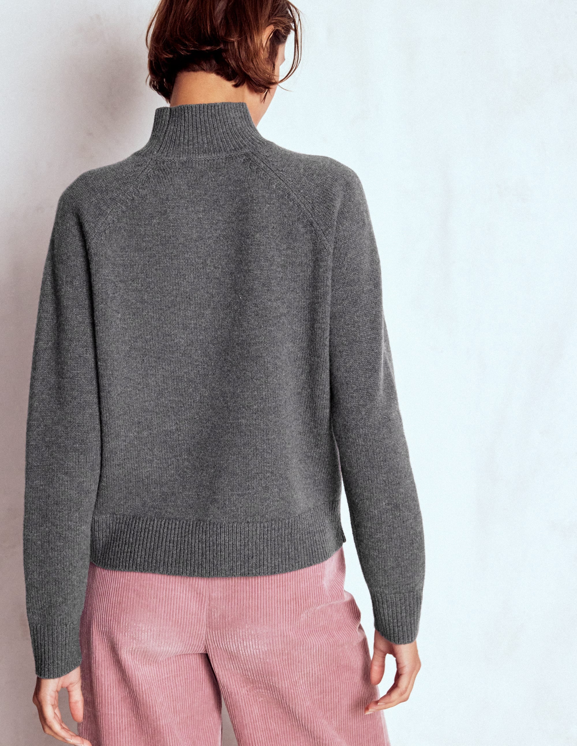Marion Hochgeschlossener Merino-Pullover-Anthrazit Melange - Image 3