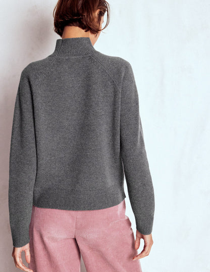 Marion Hochgeschlossener Merino-Pullover-Anthrazit Melange-3