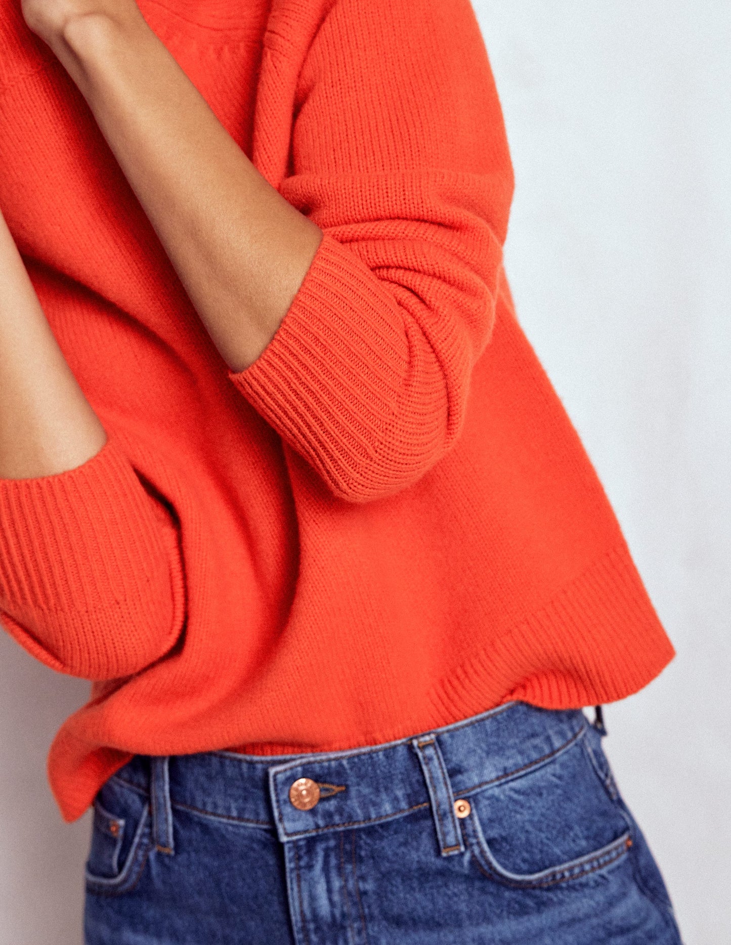 Pull à col montant Marion en laine mérinos-Orange glaïeul