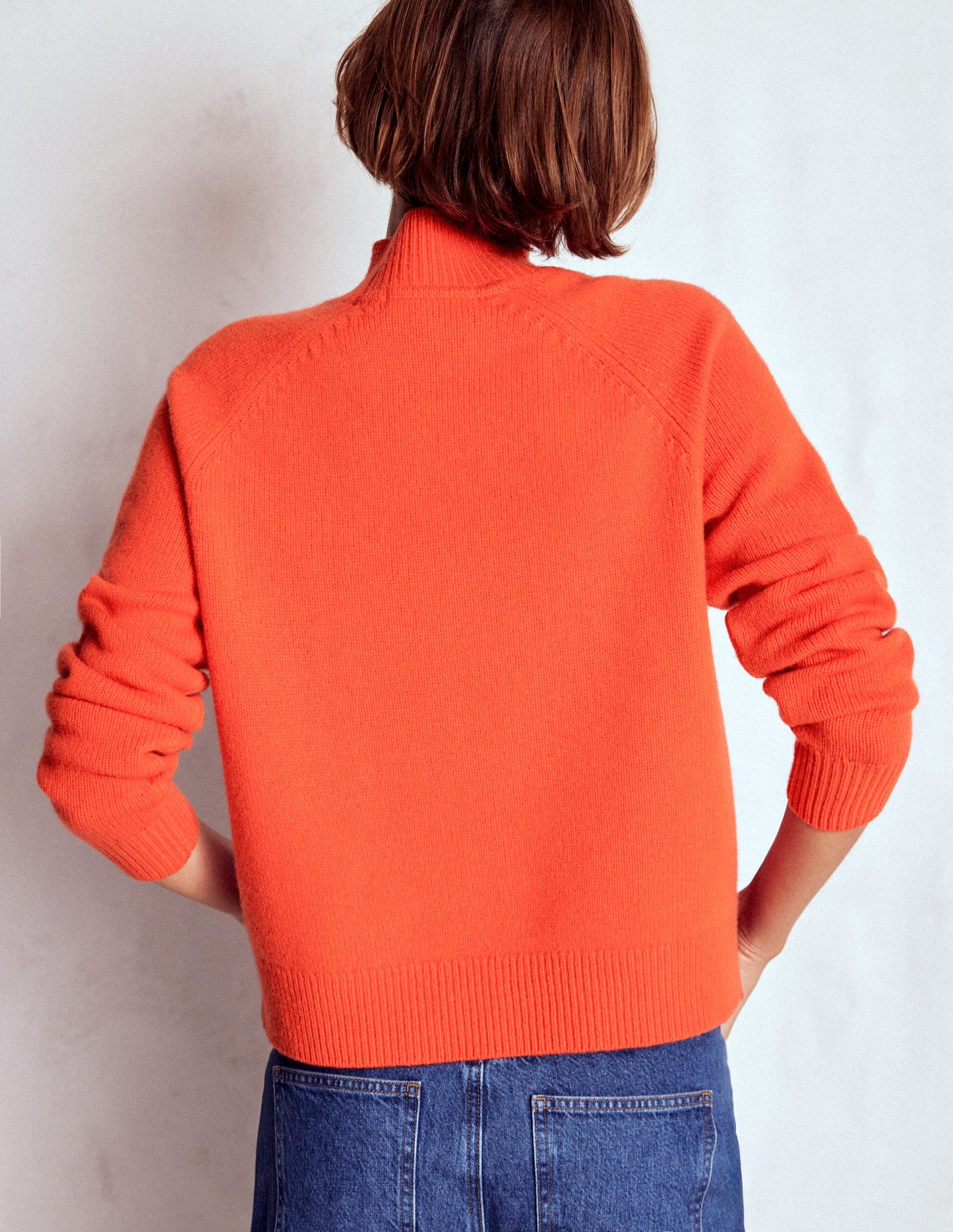 Pull à col montant Marion en laine mérinos-Orange glaïeul