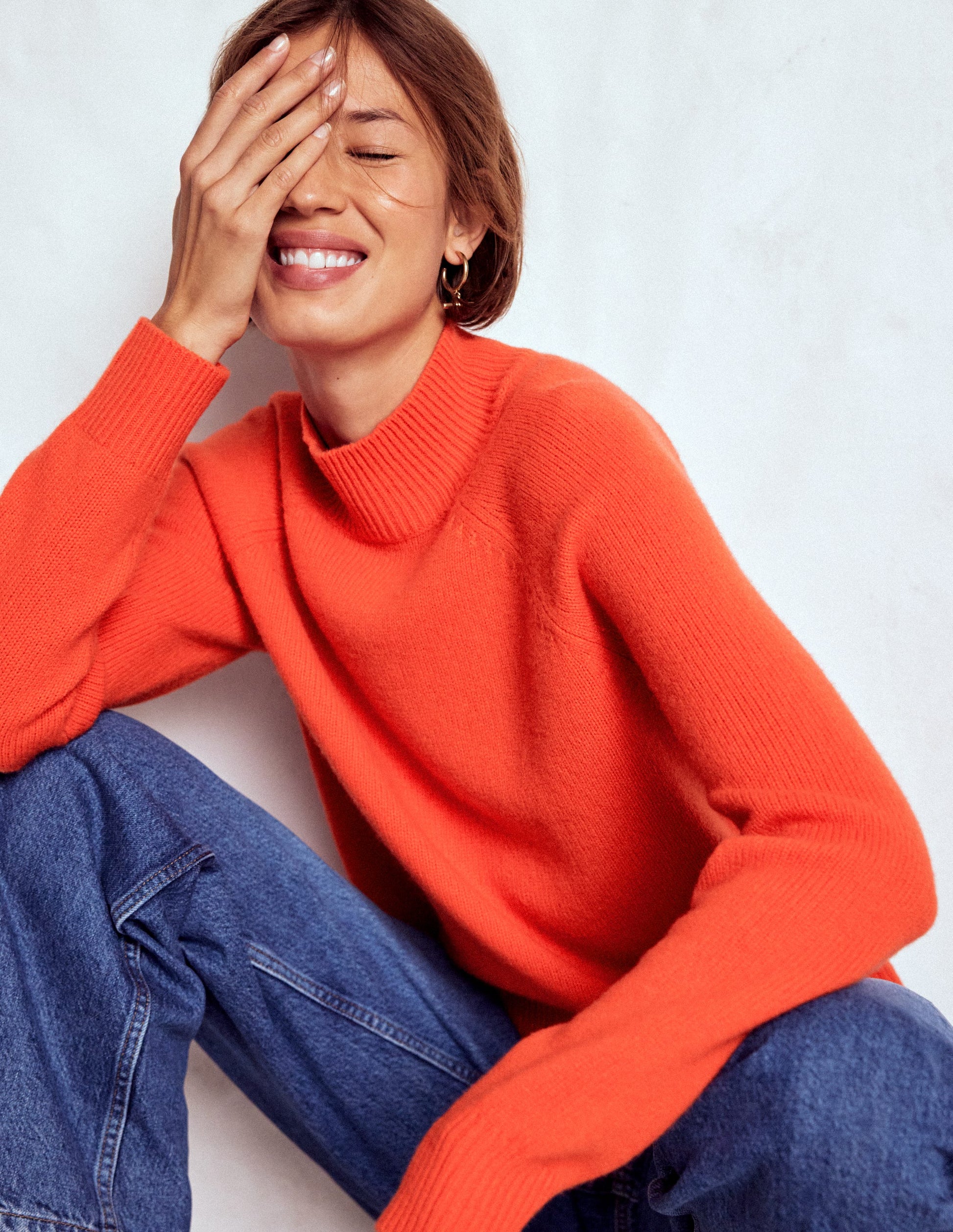 Pull à col montant Marion en laine mérinos-Orange glaïeul-6
