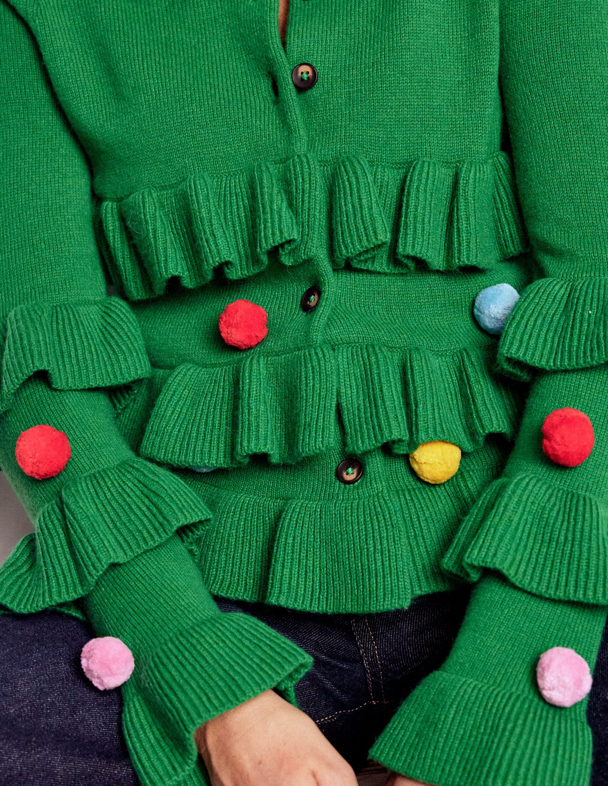 Strickjacke mit festlicher Stickerei-Baumgrün-2