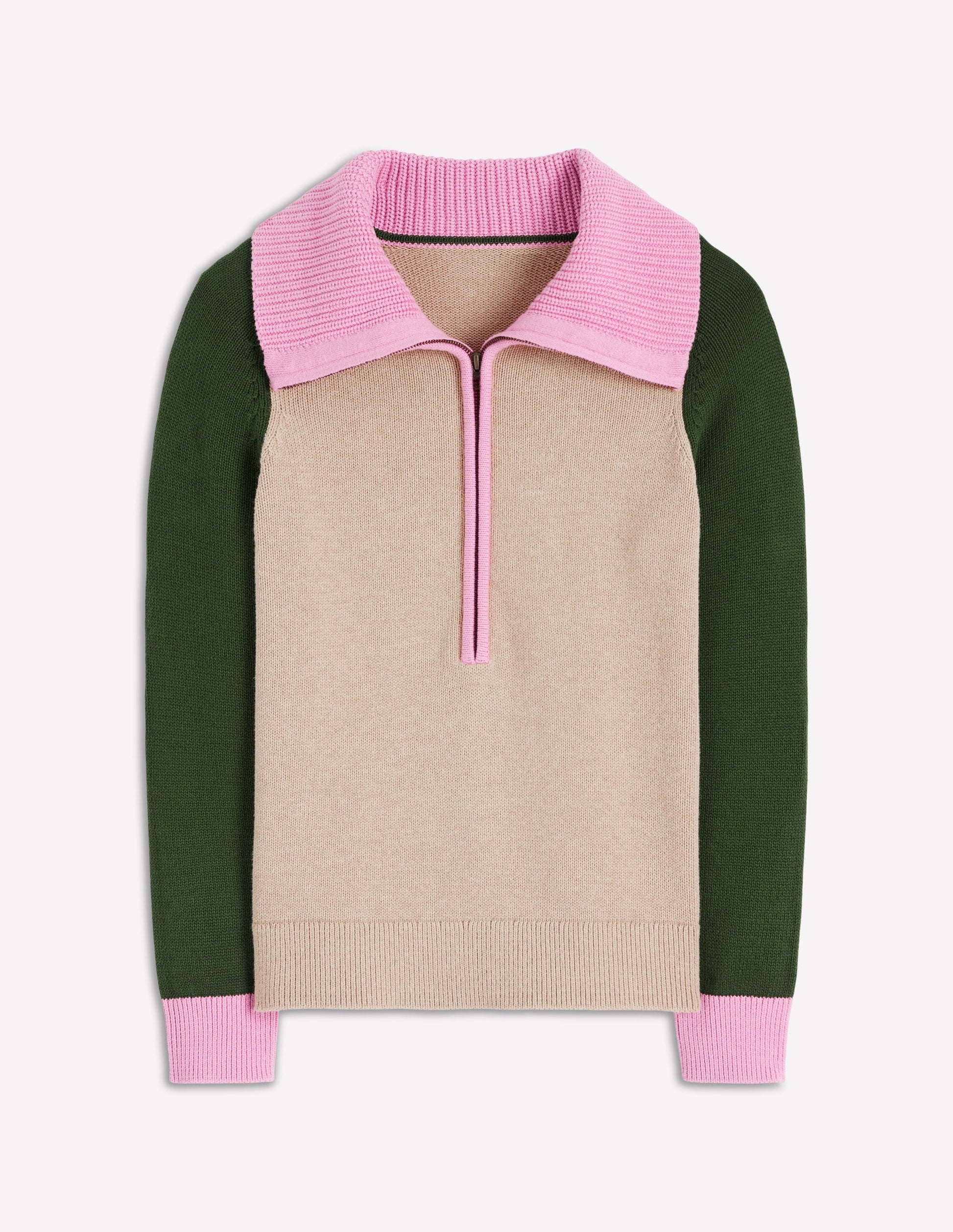 Pull Lucy partiellement zippé-Chinchilla chiné, vert-6