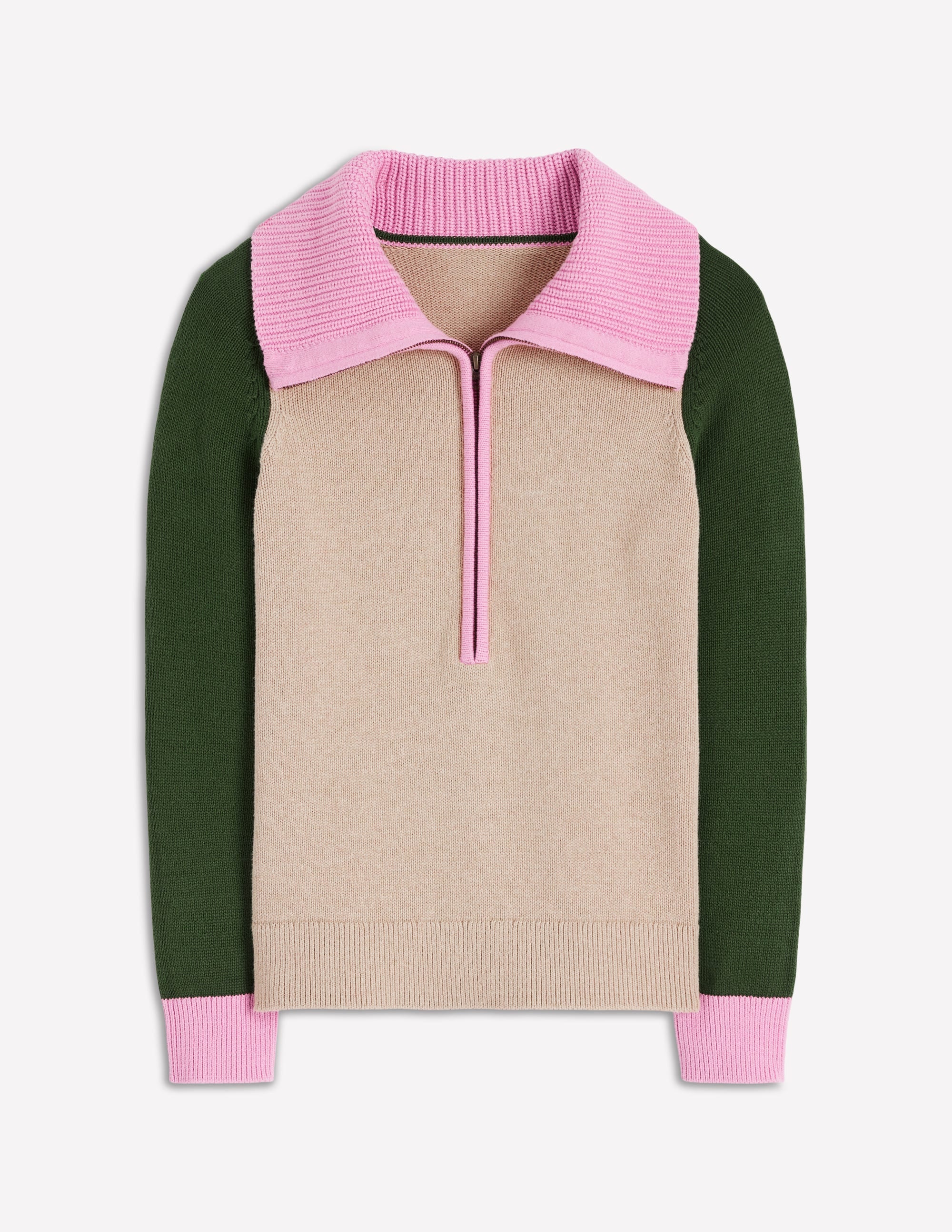 Lucy Pullover mit Halbreißverschluss-Chinchilla Meliert, Grüne Fichte - Image 6