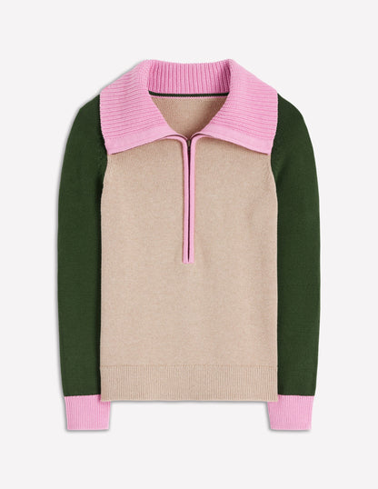 Pull Lucy partiellement zippé-Chinchilla chiné, vert-6
