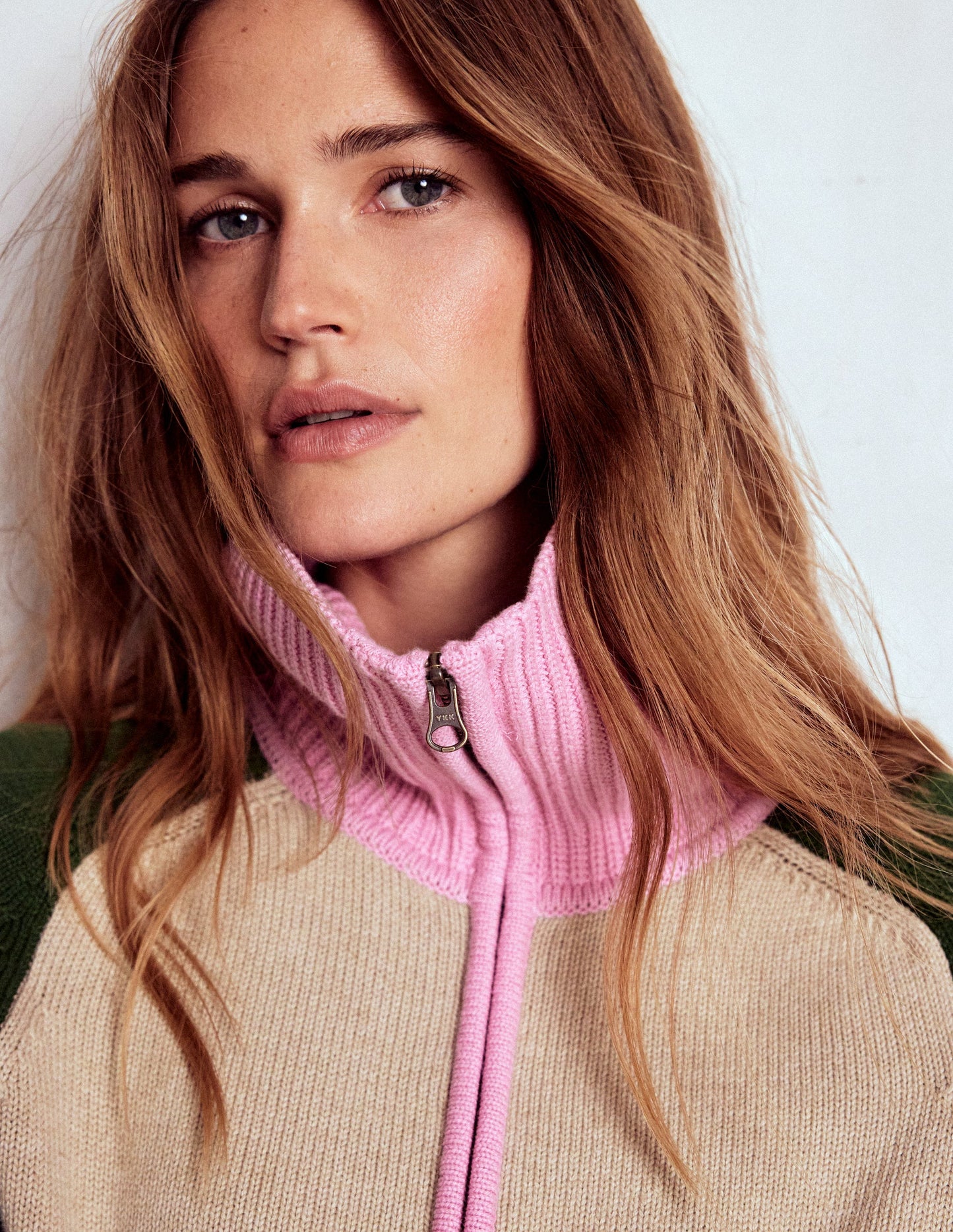 Pull Lucy partiellement zippé-Chinchilla chiné, vert