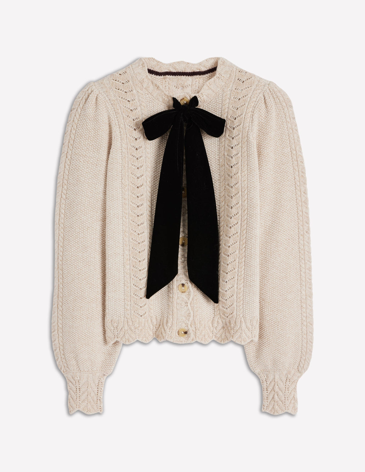 Samt-Strickjacke mit Zopfmuster und Schleife-Gold Glitzer - Image 7