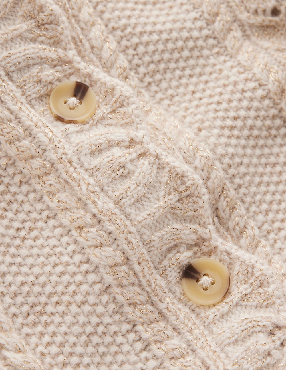 Samt-Strickjacke mit Zopfmuster und Schleife-Gold Glitzer - Image 8