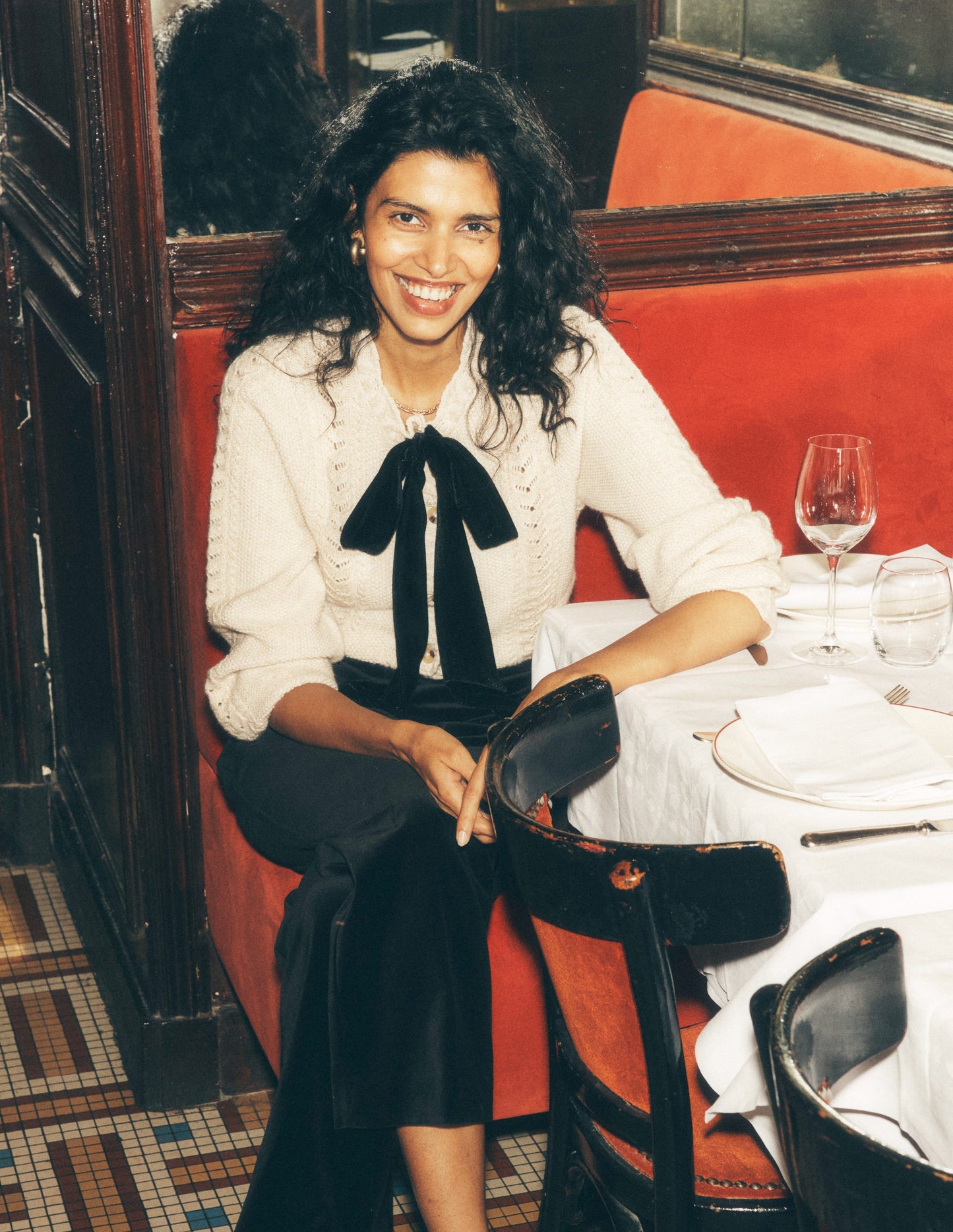 Samt-Strickjacke mit Zopfmuster und Schleife-Gold Glitzer