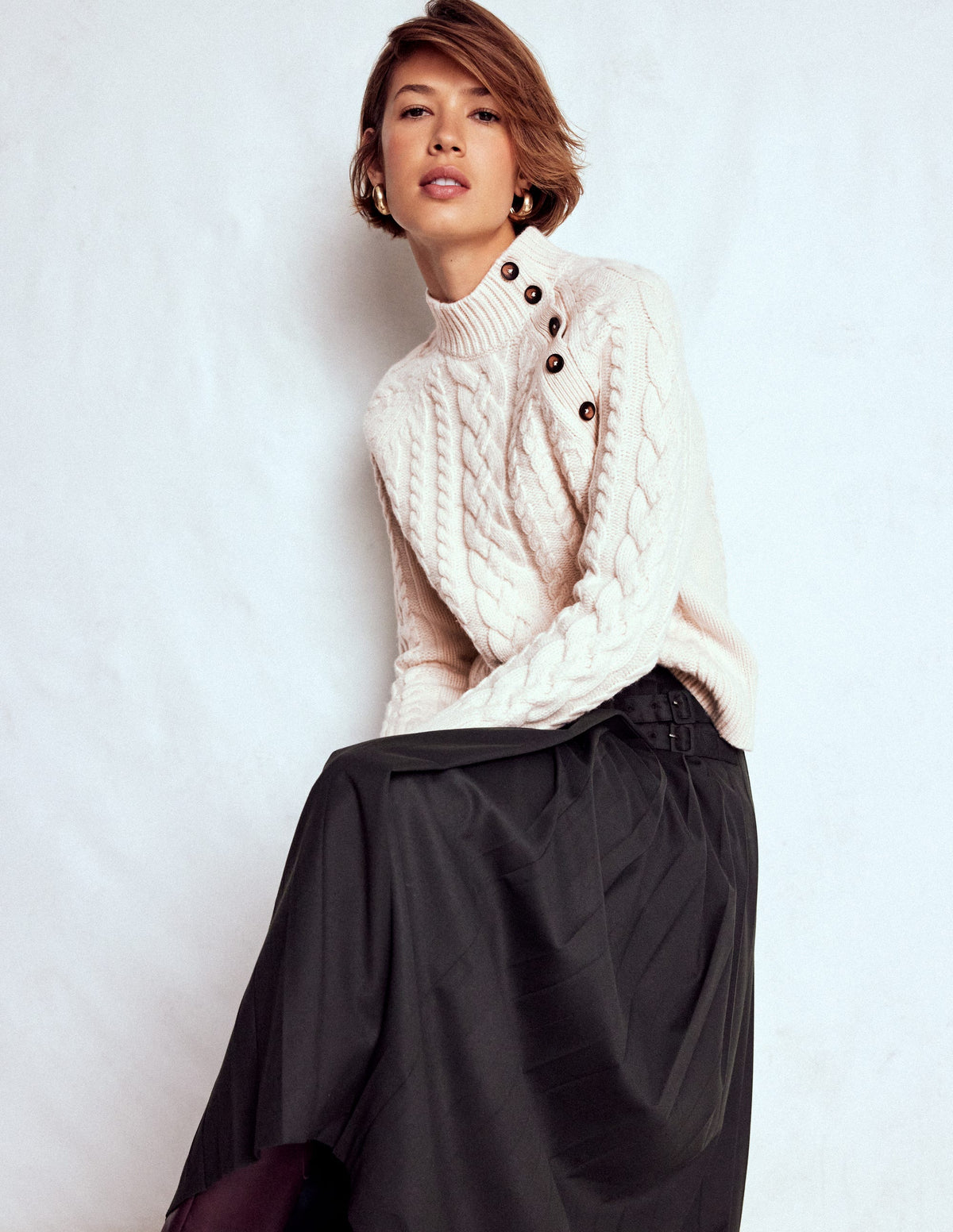 Amara Merino Cable Jumper-Warm Ivory - Image 1