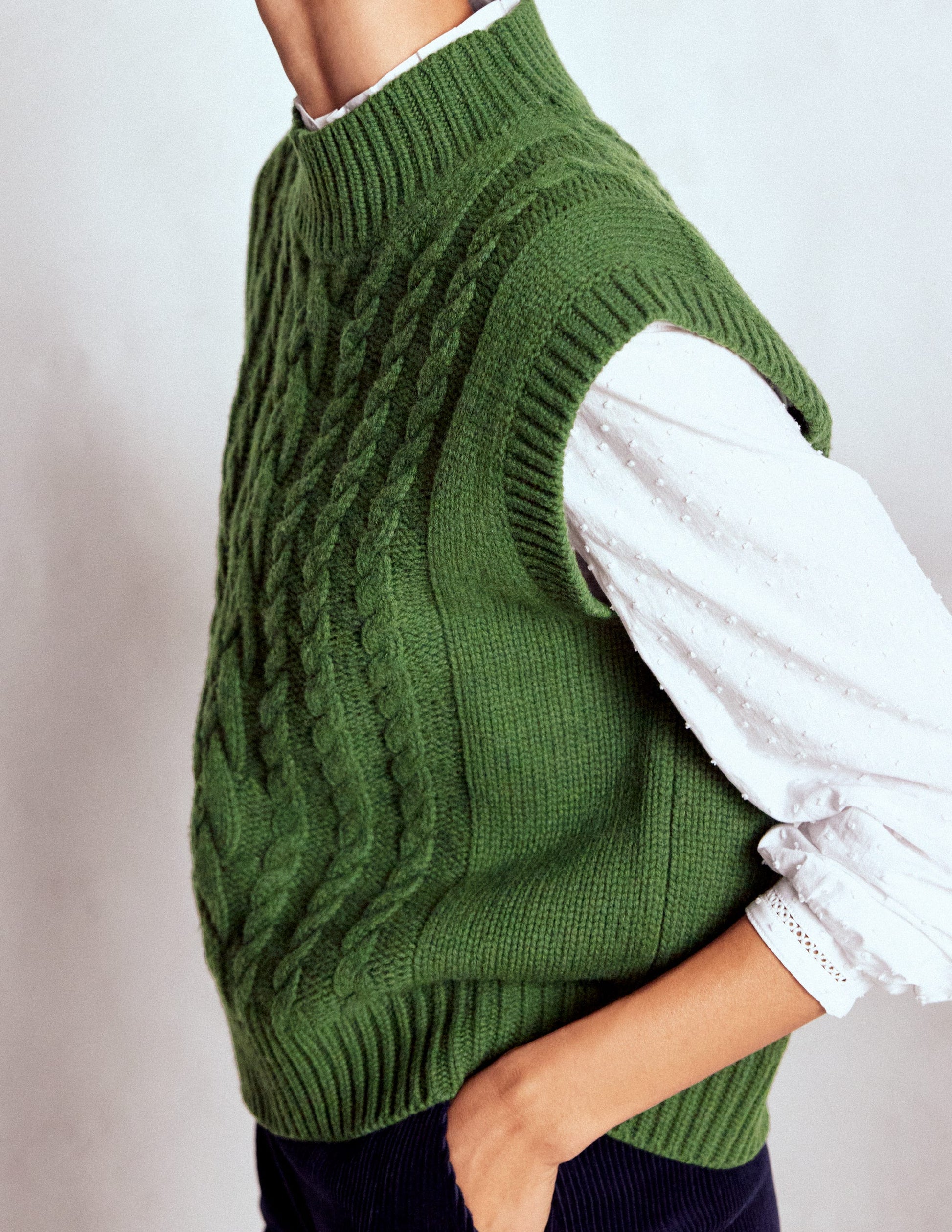 Amara Merino Cable Tank-Green Fir-3