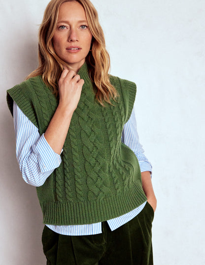 Amara Merino Cable Tank-Green Fir-5