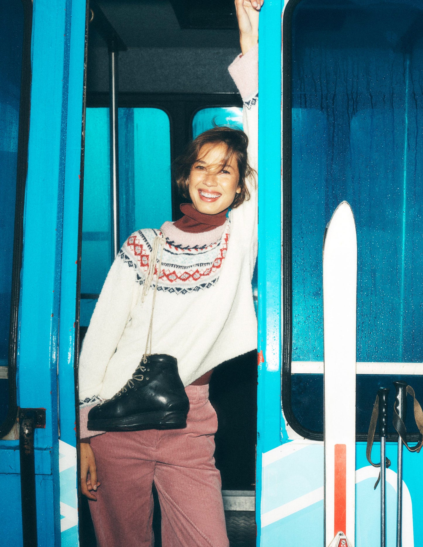 Bouclé Raglan Jumper-Warm Ivory Fair Isle