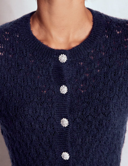 Strickjacke mit Schmuckknöpfen-Marineblau