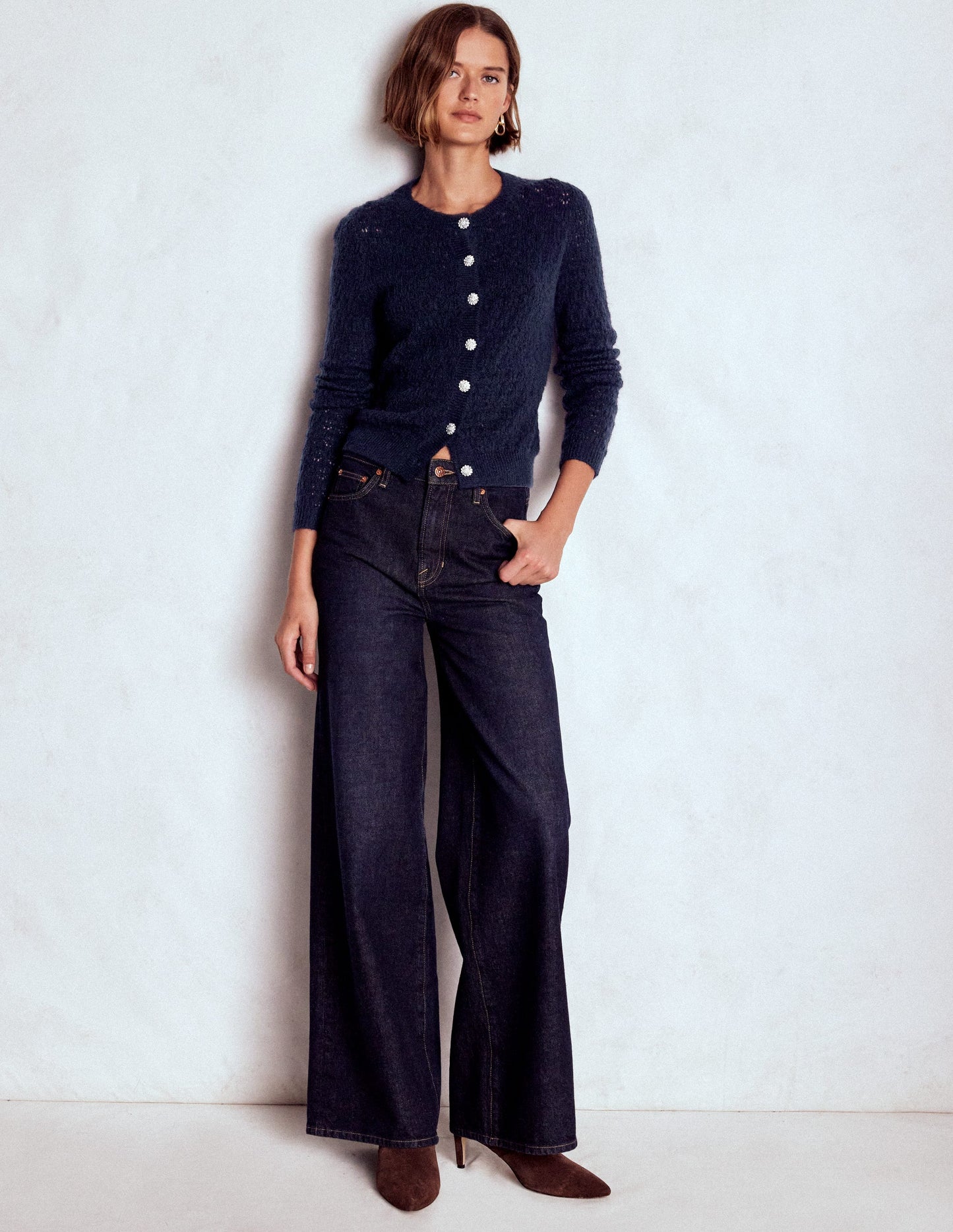 Strickjacke mit Schmuckknöpfen-Marineblau