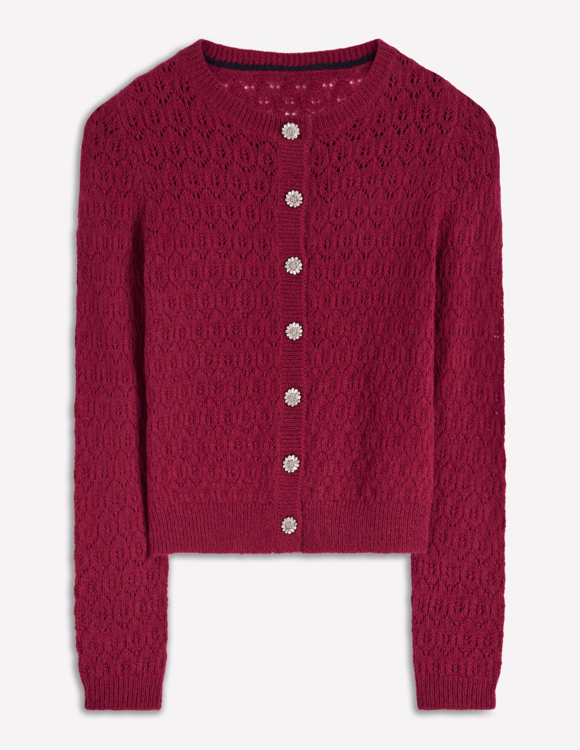 Strickjacke mit Schmuckknöpfen-Rubinrot - Image 6