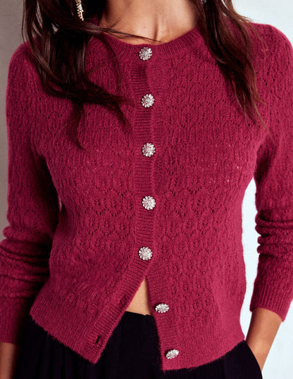 Strickjacke mit Schmuckknöpfen-Rubinrot-3