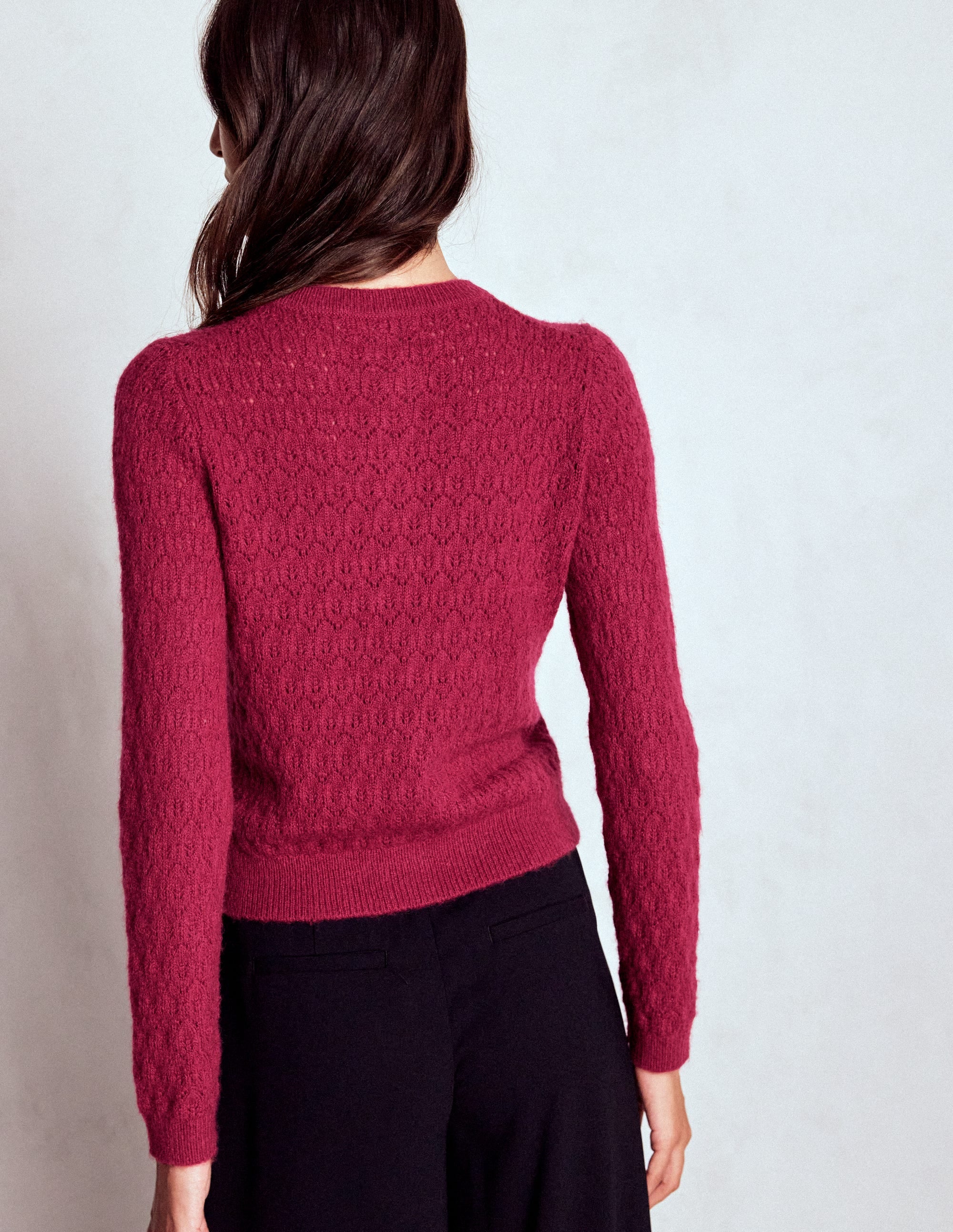 Strickjacke mit Schmuckknöpfen-Rubinrot - Image 3
