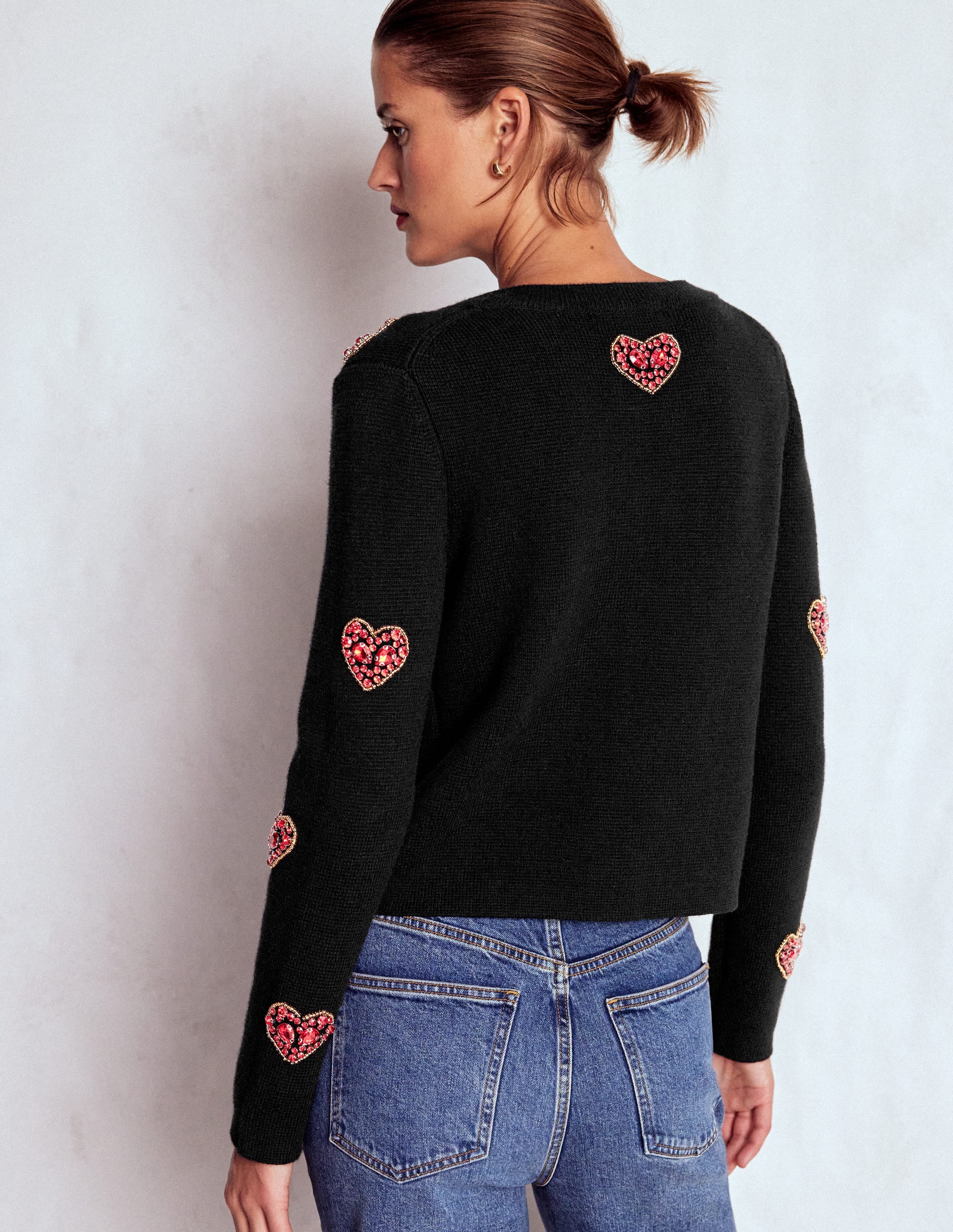 Veste en maille ornementée-Cœurs noirs - Image 3