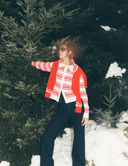 Edie Fair Isle Knitted Shirt-Warm Ivory, Red Fair Isle-1