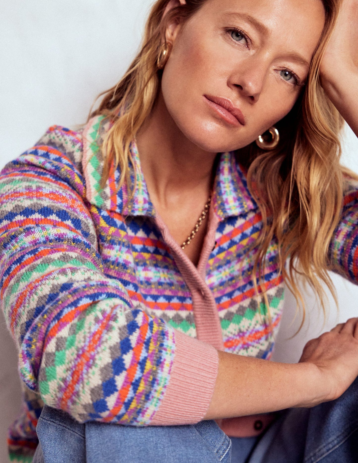 Edie Fair-Isle-Strickhemd-Rosa Klassisches Fair-Isle