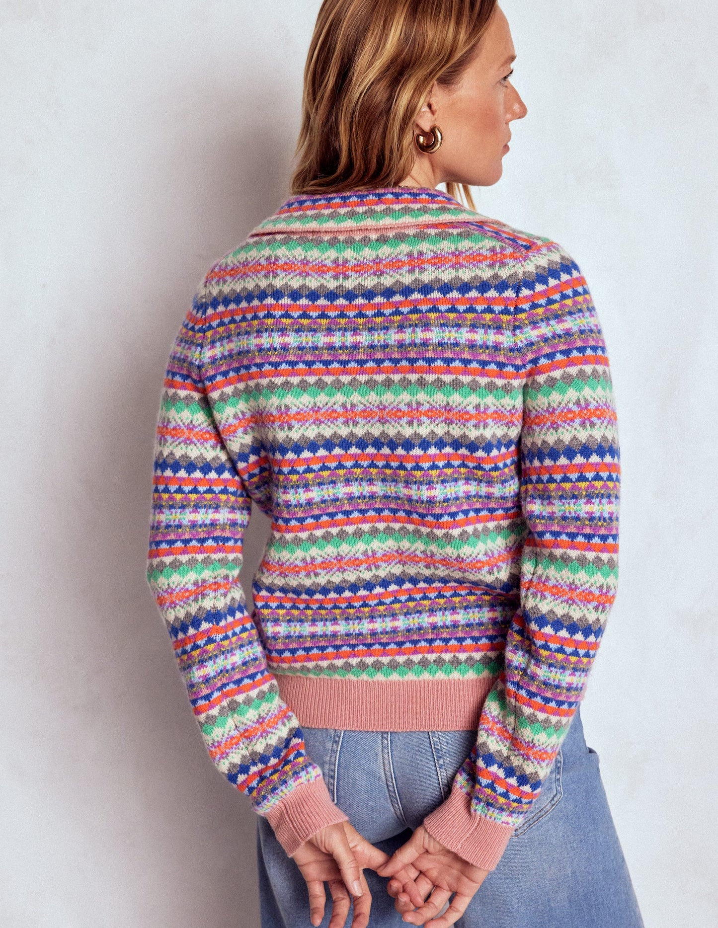 Edie Fair-Isle-Strickhemd-Rosa Klassisches Fair-Isle