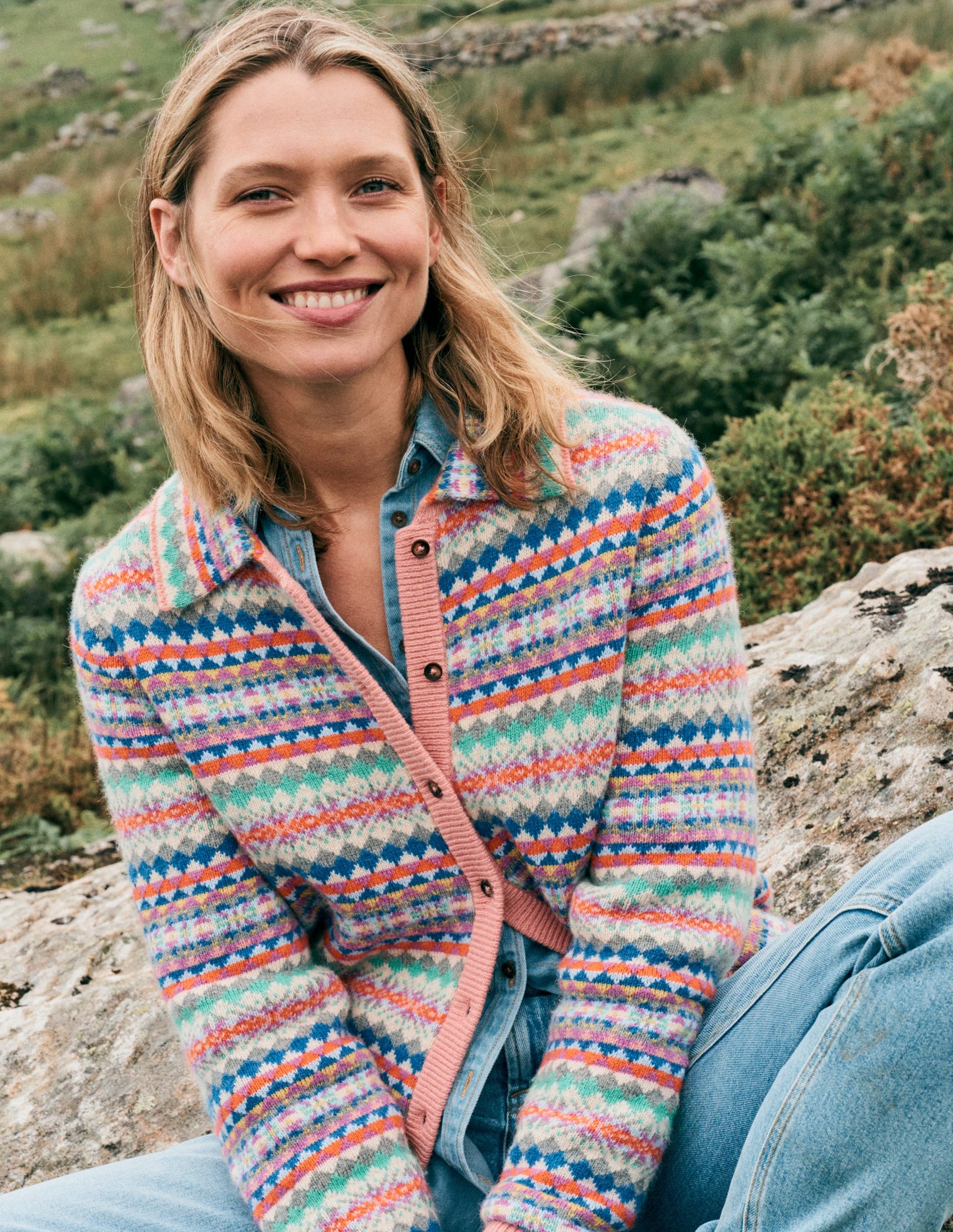 Edie Fair-Isle-Strickhemd-Rosa Klassisches Fair-Isle-1