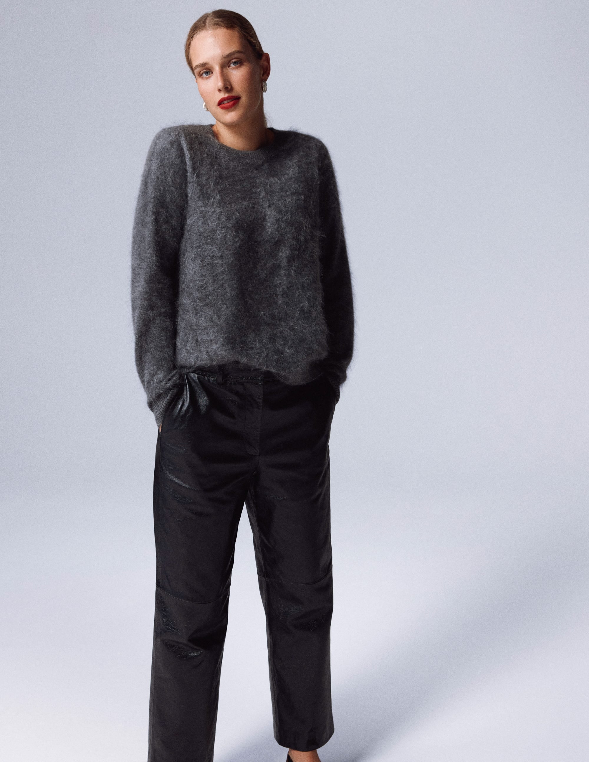Pull Kat en cachemire brossé-Gris ardoise - Image 5