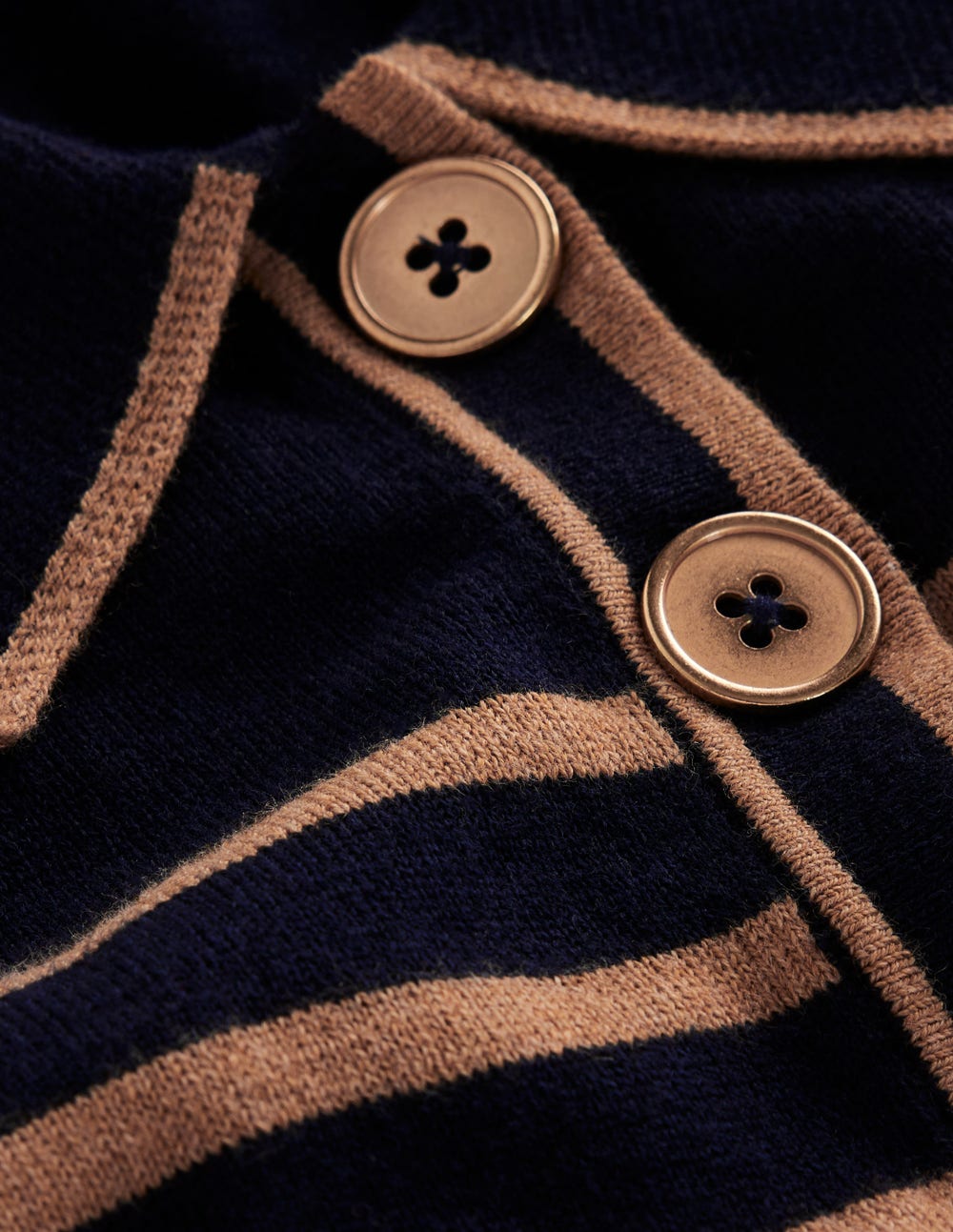 Pull Liz à col tunisien-Bleu marine / camel