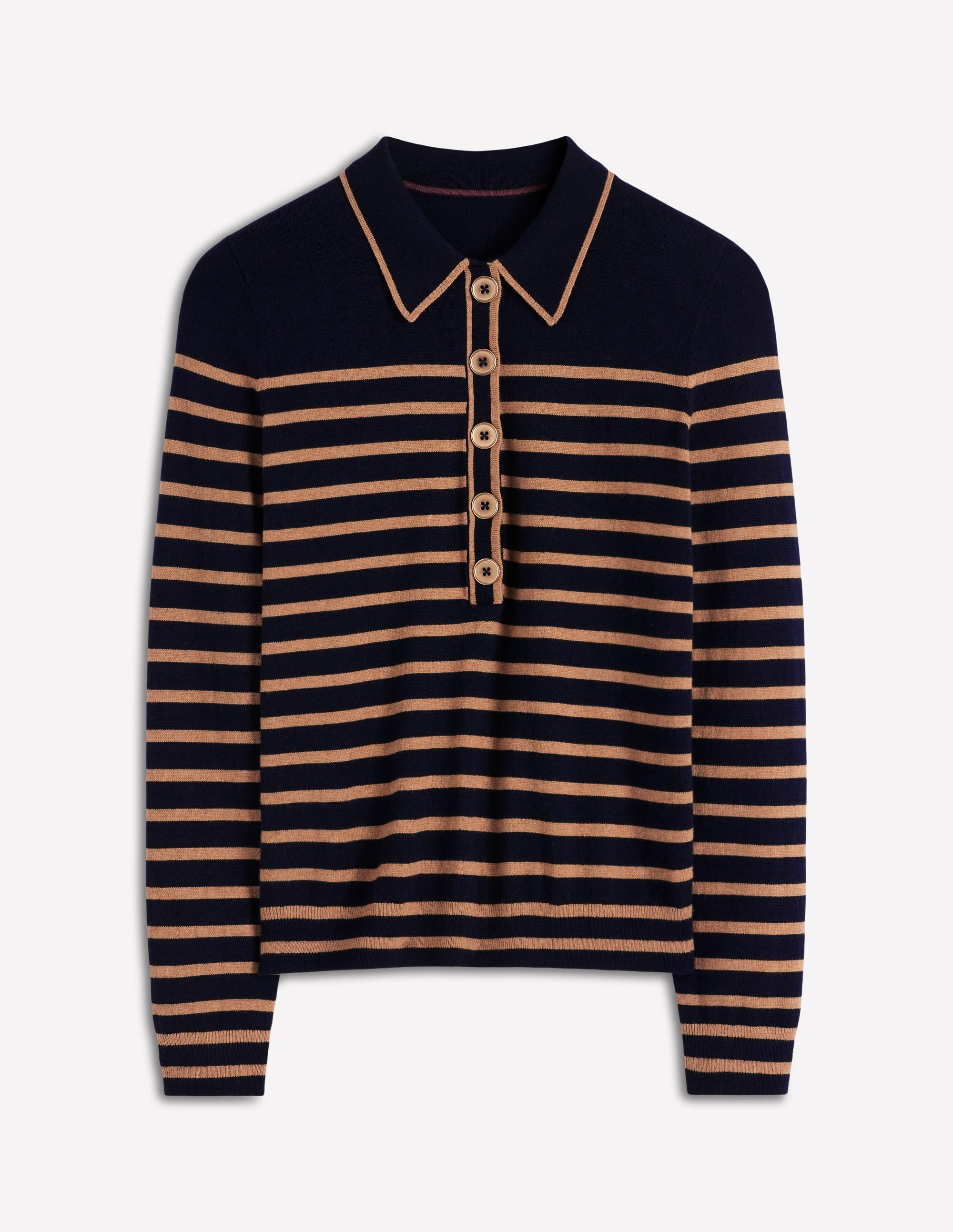Liz Henley-Pullover-Marineblau/Kamelbraun - Image 6