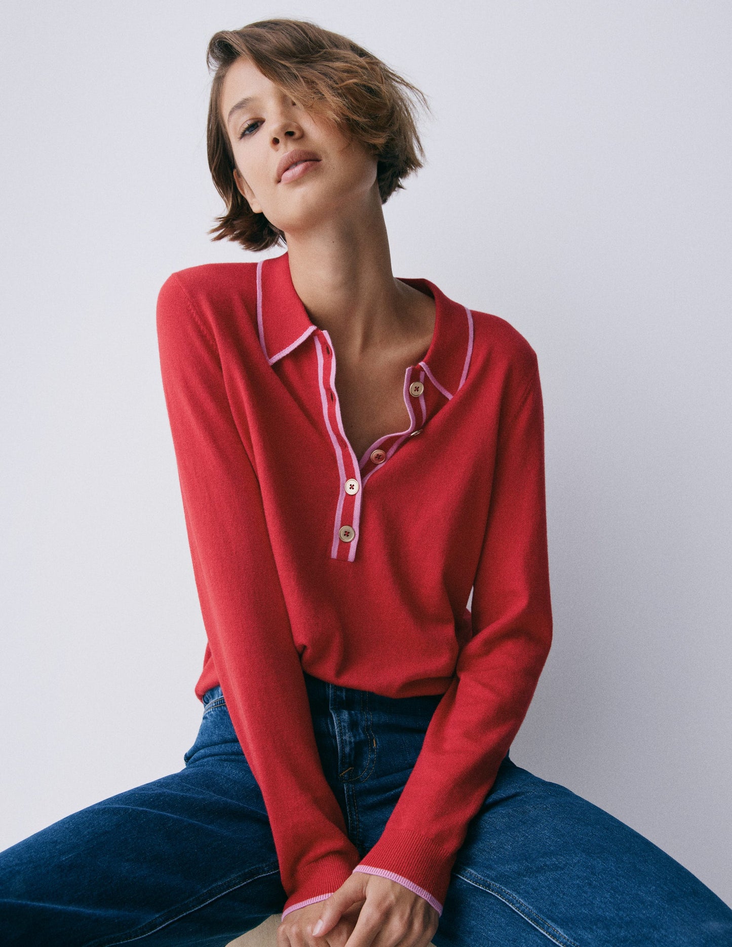 Liz Henley Jumper-Salsa Red