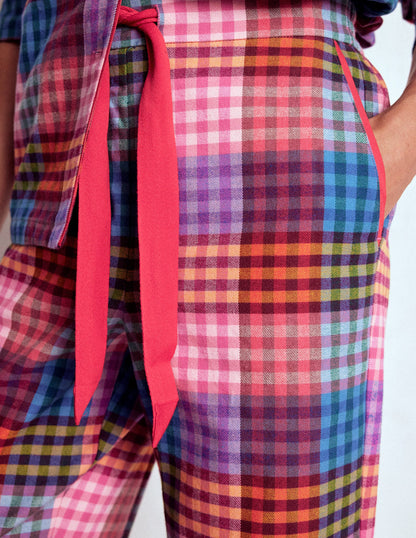 Schlafanzughose aus gebürsteter Baumwolle-Regenbogen Bunt Vichykaro-2