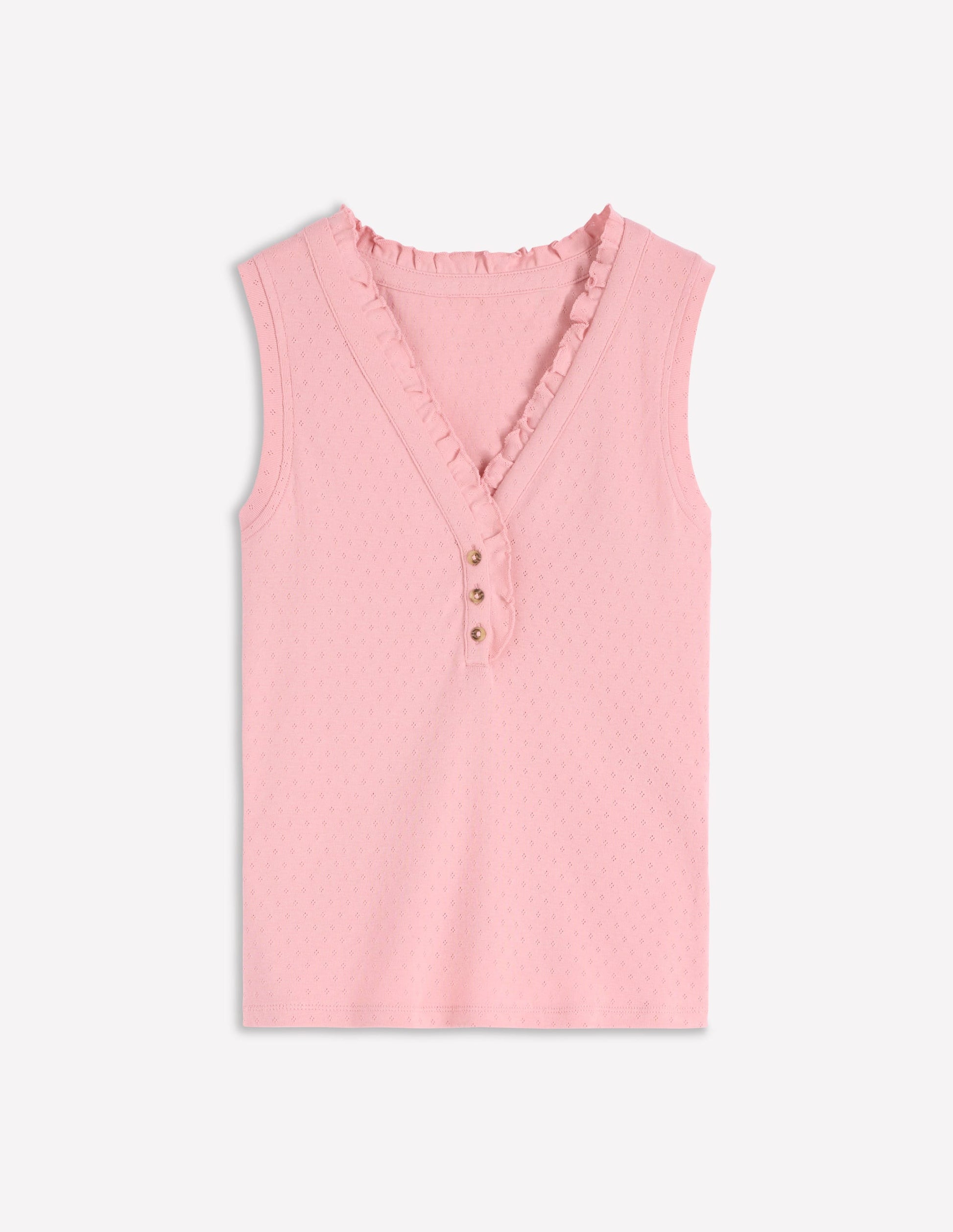 Jersey Henley-Schlafanzugoberteil-Hellrosa Meliert-5