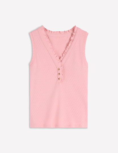 Jersey Henley-Schlafanzugoberteil-Hellrosa Meliert-5