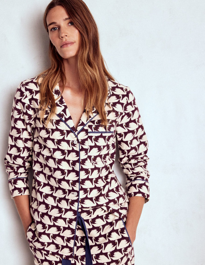 Schlafanzugoberteil aus gebürsteter Baumwolle-Weinprobe, Geo Schwan