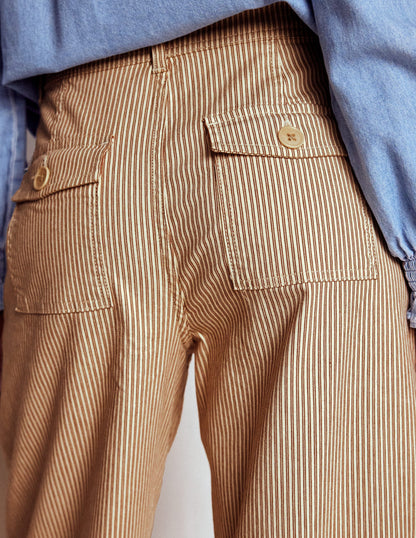 Brompton Hose mit weitem Bein-Hellbraun und Beige Streifen-4
