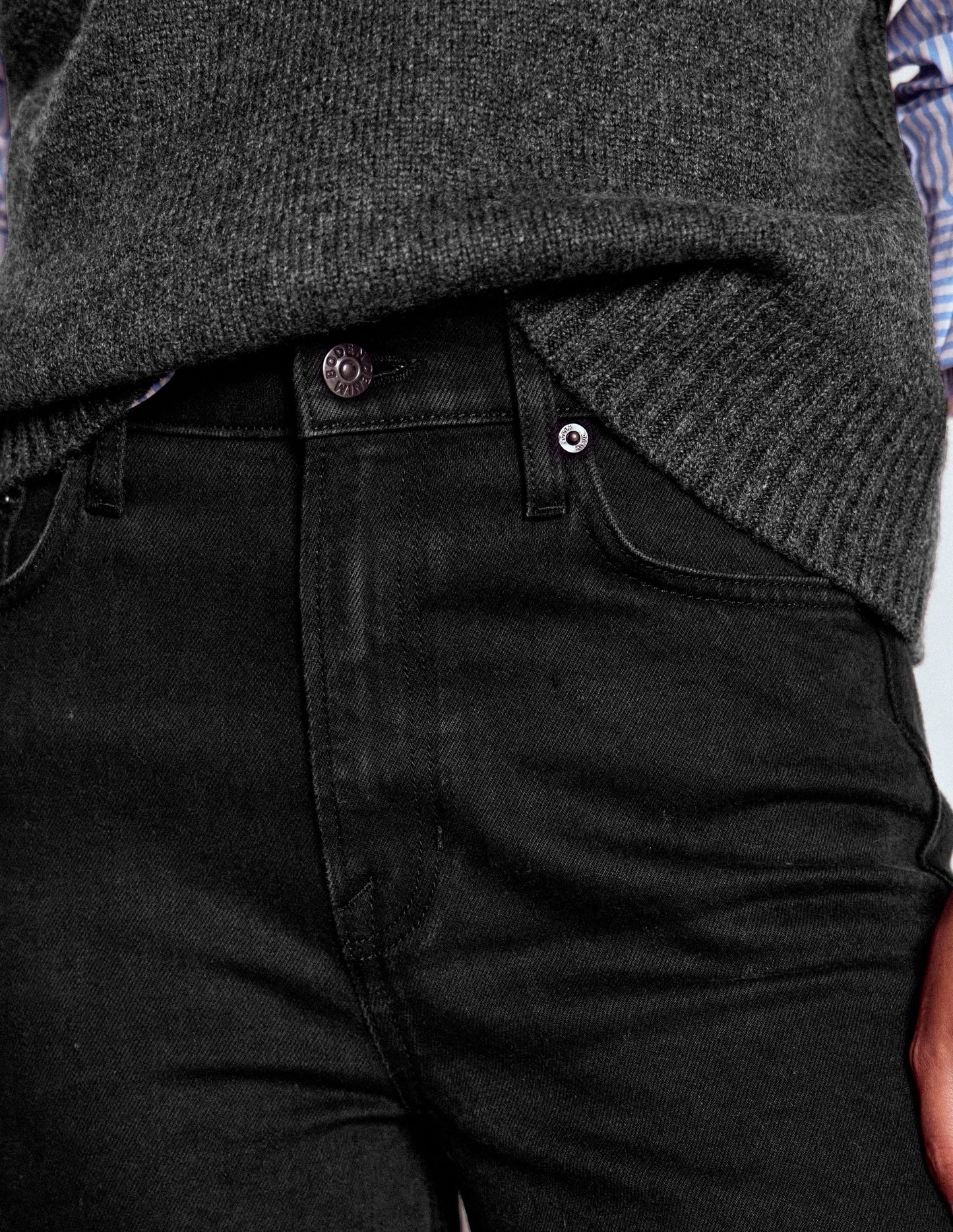 Jeans mit hohem Bund und geradem, weitem Bein-Schwarz