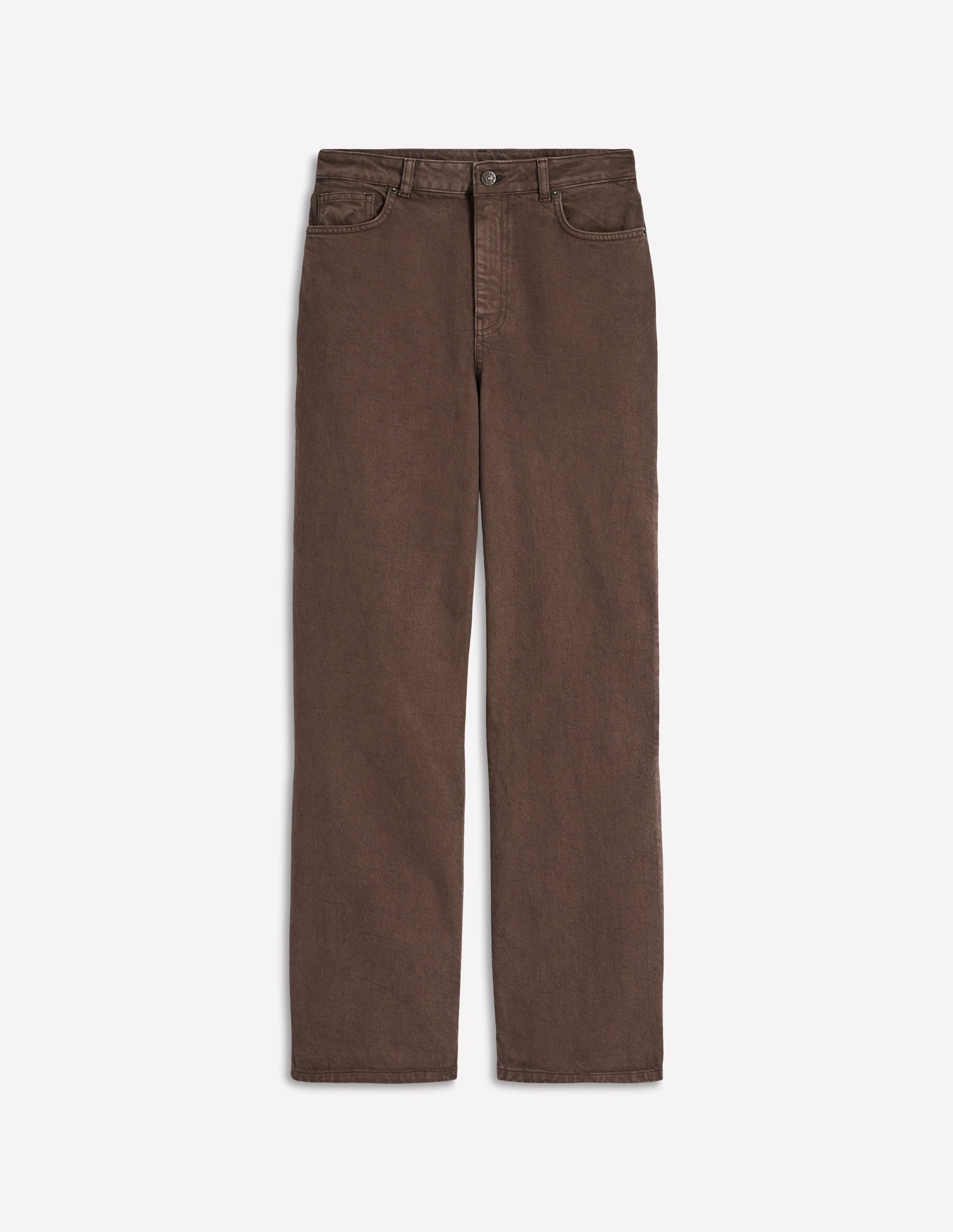 Jeans mit hohem Bund und geradem, weitem Bein-Schokoladenbraun - Image 6