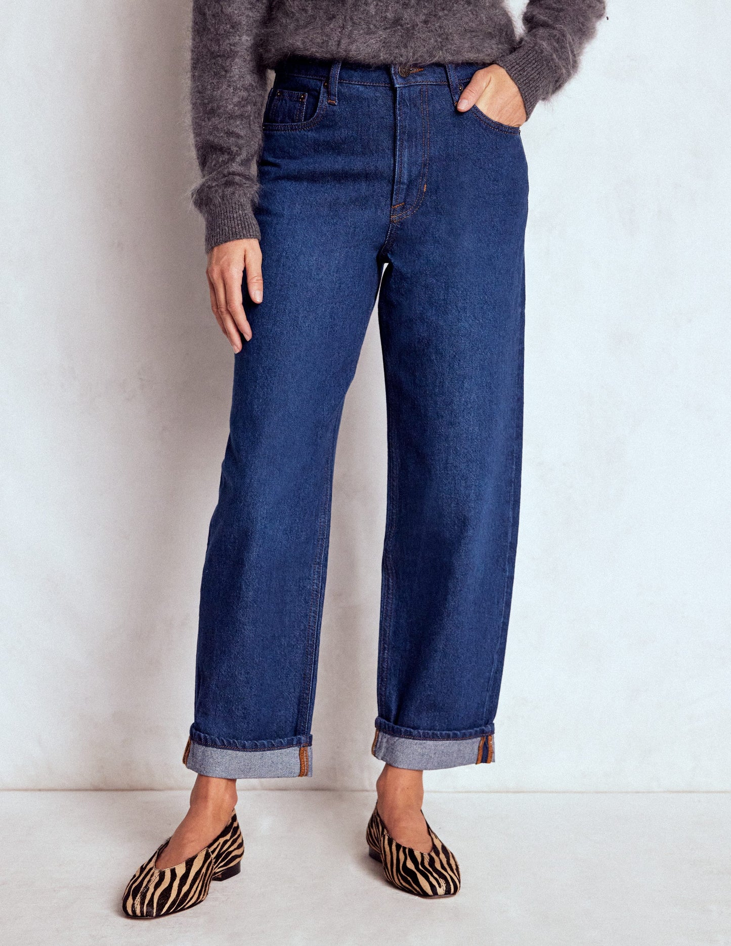 Lockere Jeans mit mittlerer Leibhöhe-Indigo