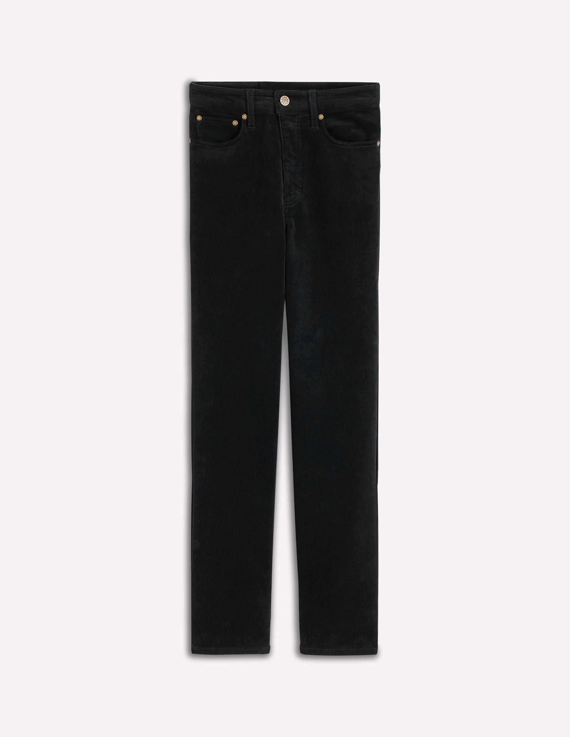 Schmal geschnittene Cord-Jeans mit hohem Bund-Schwarz - Image 6