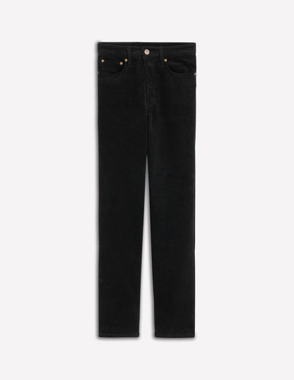 Schmale Cord-Jeans mit hohem Bund-Schwarz-6