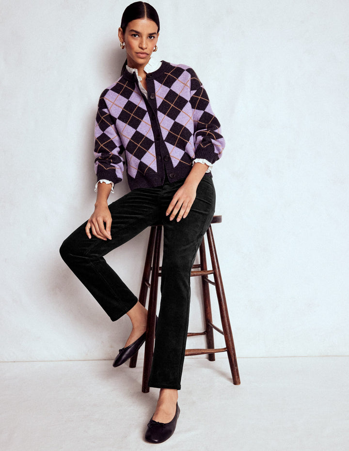 Jean slim 5 poches en velours côtelé-Noir