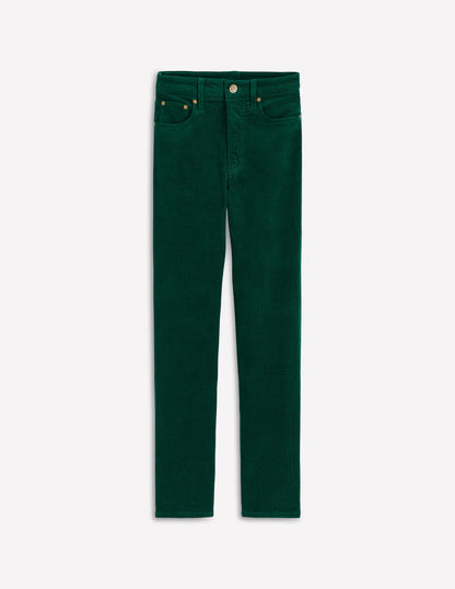 Schmale Cord-Jeans mit hohem Bund-Dunkles Smaragdgrün-5