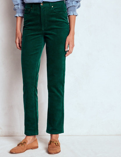 Schmale Cord-Jeans mit hohem Bund-Dunkles Smaragdgrün-4