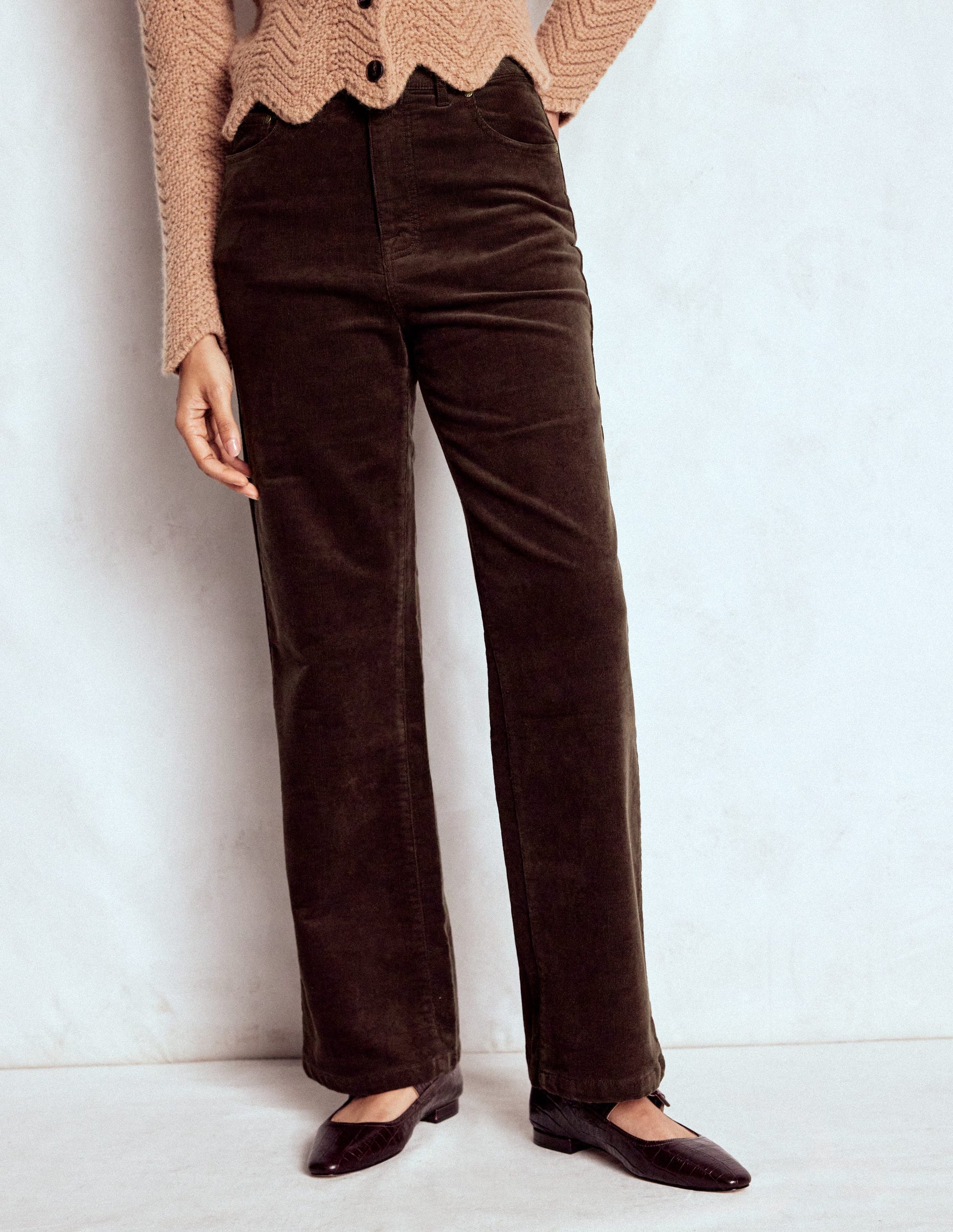 Cord-Jeans mit geradem, weitem Bein im Five-Pocket-Design-Espresso-2