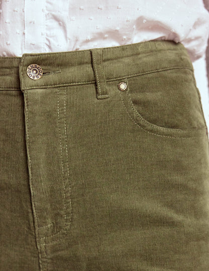 Cord-Jeans mit geradem, weitem Bein im Five-Pocket-Design-GRÜN-5