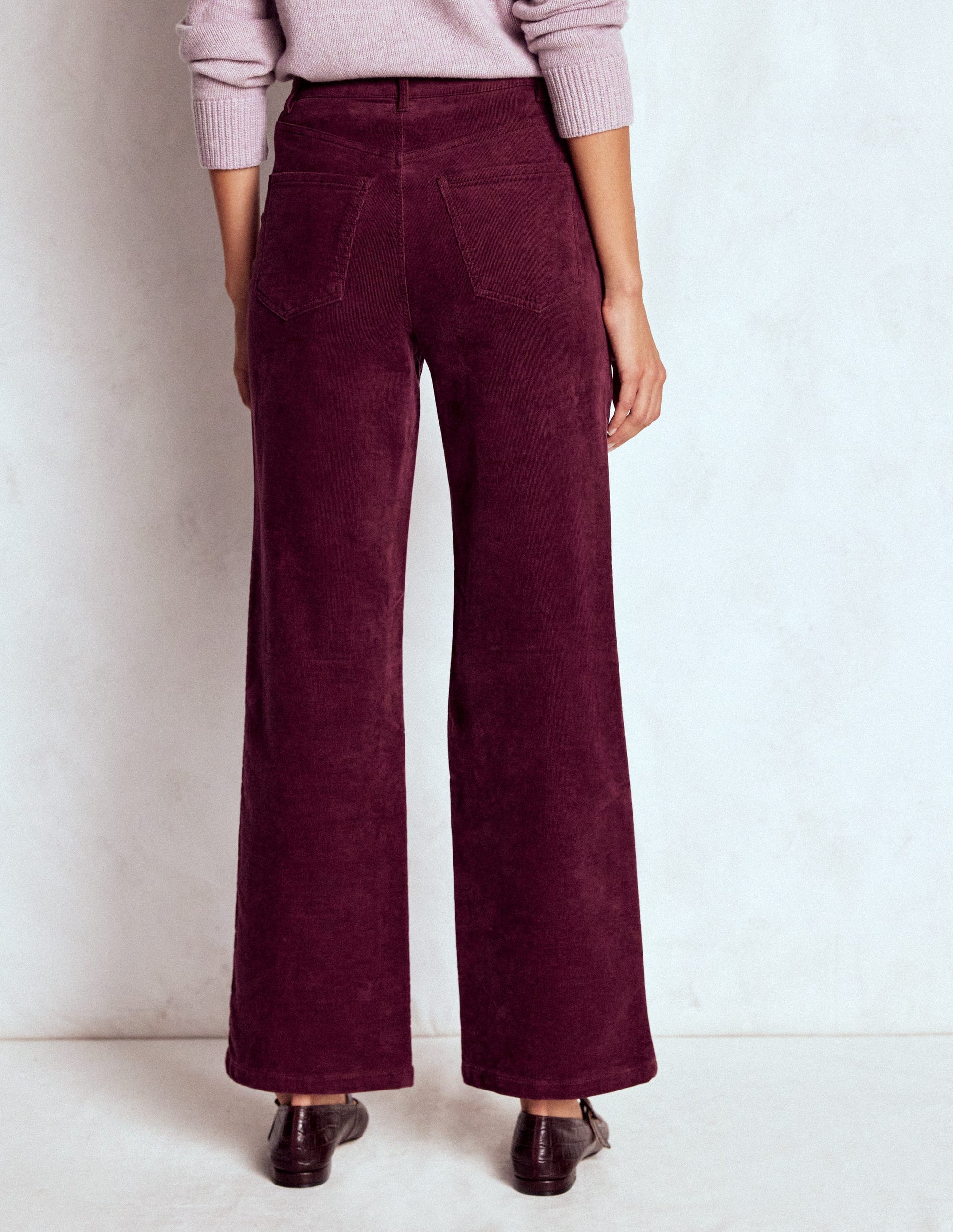 Cord-Jeans mit geradem, weitem Bein im Five-Pocket-Design-Burgunderrot-3