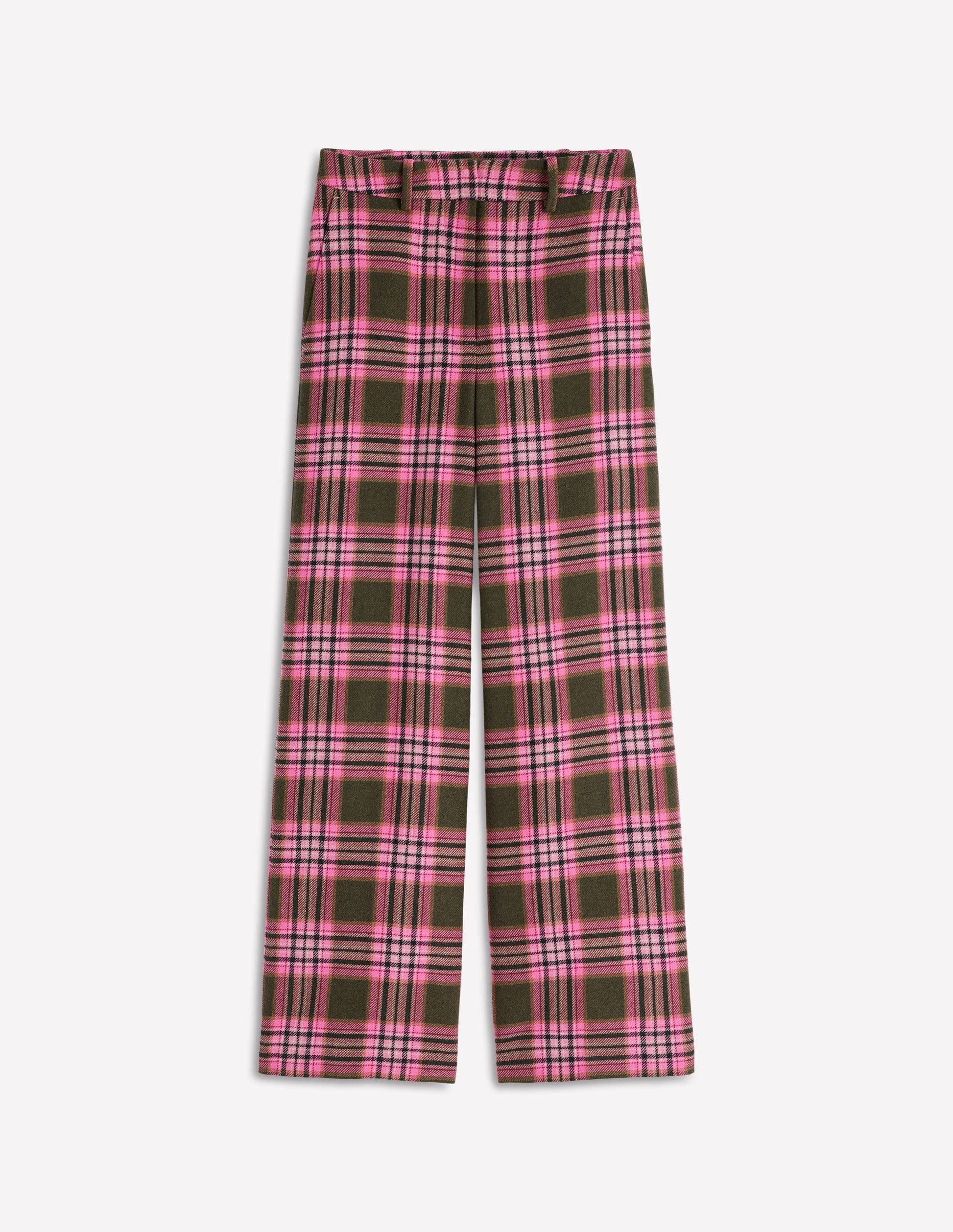 Belgravia Wool Trousers-Olive, Green and Pink Check-7